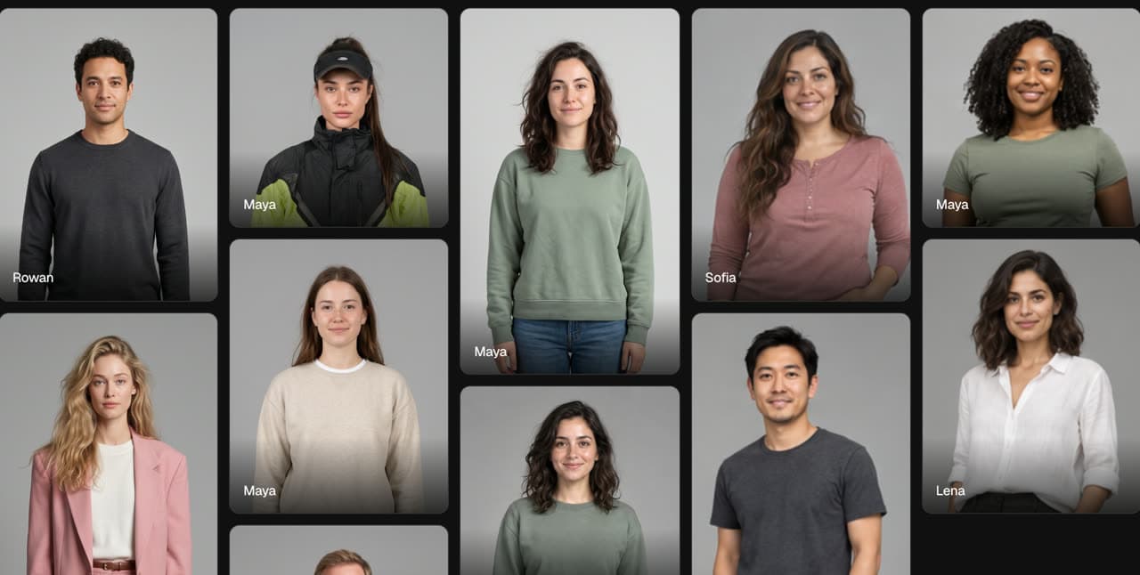 A character library of ten AI presenters